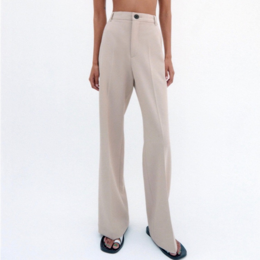 Zara high waisted wide leg pant color tan size M